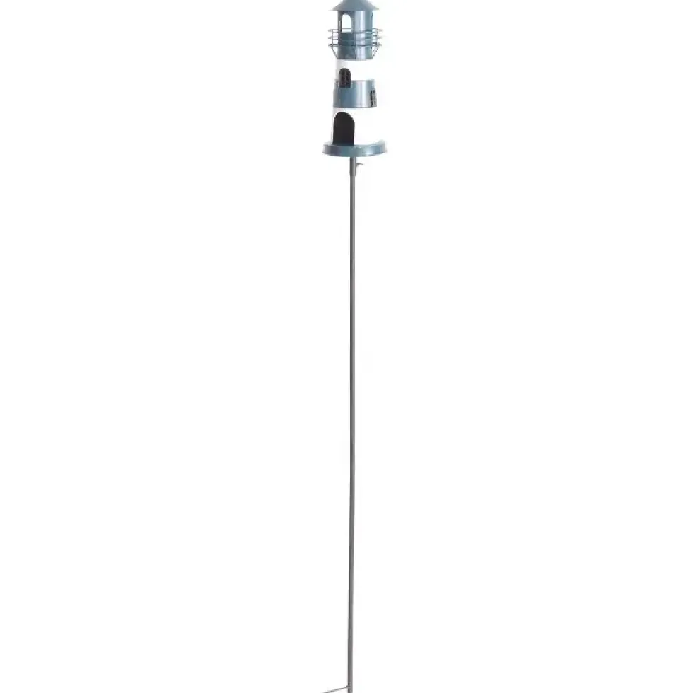 Gartenstecker Metall Leuchtturm blau Höhe 136 cm