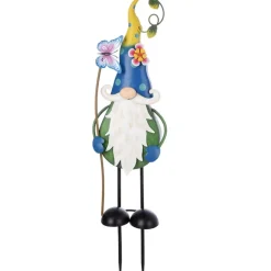 Gartenstecker Metall Zwerg Fridolin mit Schmetterling oder Fliegenpilz Höhe 89 cm