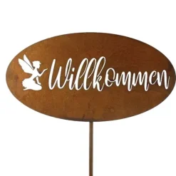 Gartenstecker Rost WILLKOMMEN H 114 cm