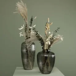 Glasvase grau mit Rillenstruktur Werner Voß Höhe 35 cm