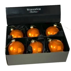 Glänzende Glas-Weihnachtskugel Pearly in Orange – 6er-Set