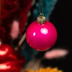 Glänzende Glas-Weihnachtskugel Pearly in Pink – 6er-Set
