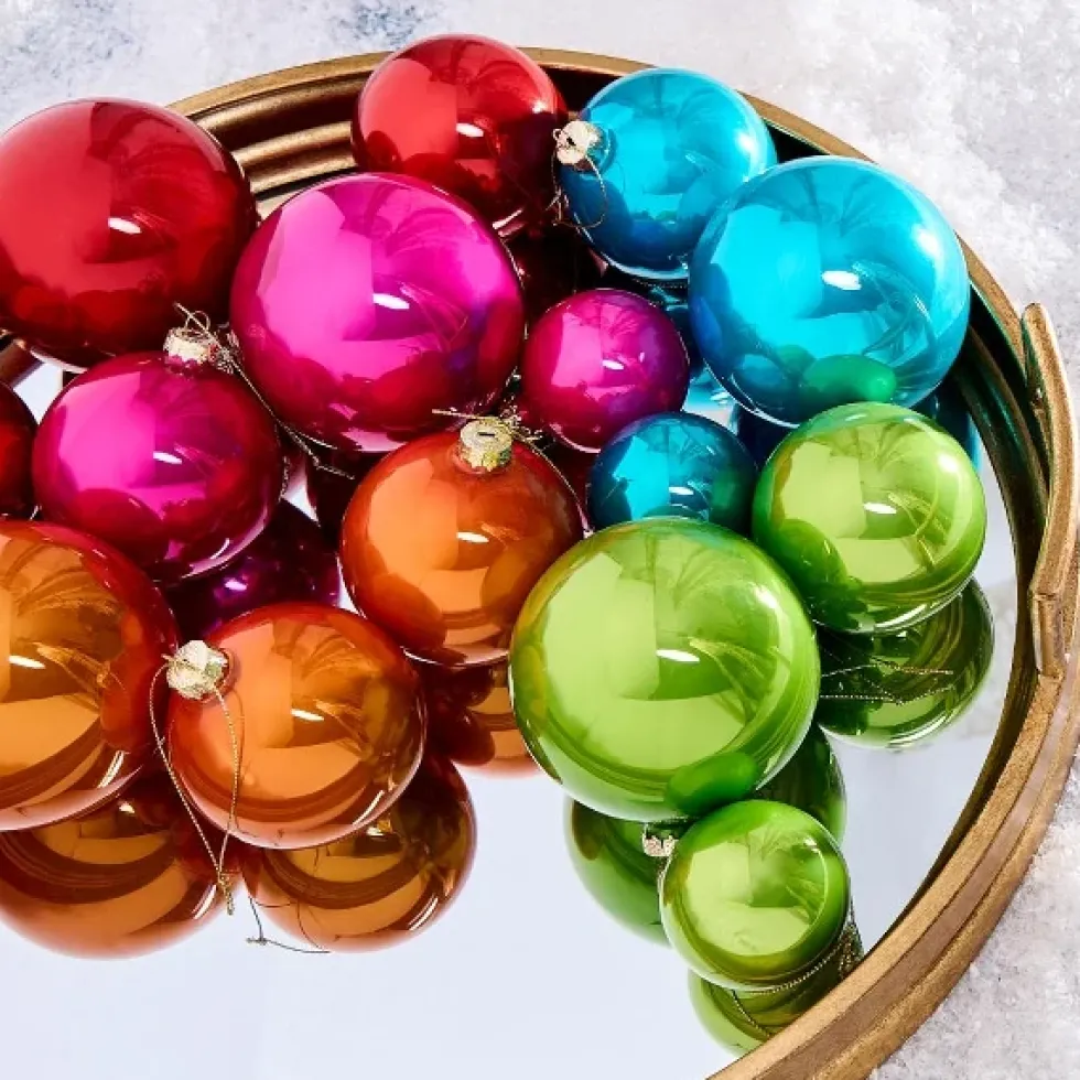 Glänzende Glas-Weihnachtskugel Pearly in Pink – 6er-Set