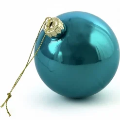 Glänzende Glas-Weihnachtskugel Pearly in Türkisblau – 6er-Set