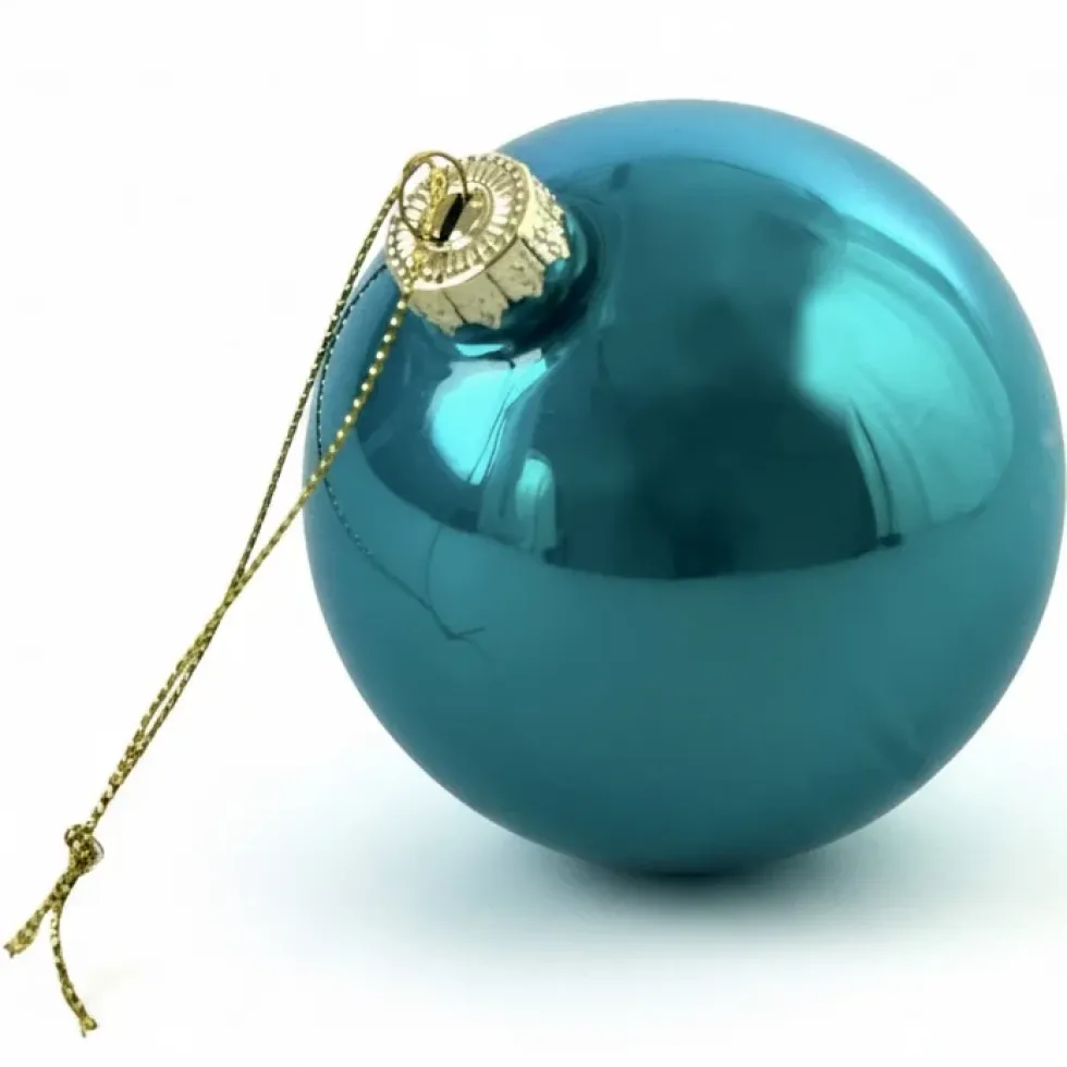 Glänzende Glas-Weihnachtskugel Pearly in Türkisblau – 6er-Set