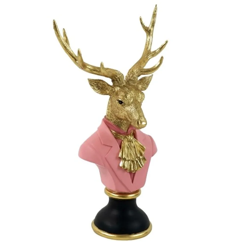 Goldener Hirsch Büste Werner Voß Ludwig pink Höhe 53 cm