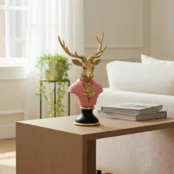 Goldener Hirsch Büste Werner Voß Ludwig pink Höhe 53 cm