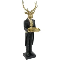 Goldener Hirsch Weihnachtsdeko Werner Voß KARL mit Tablett Höhe 99 cm