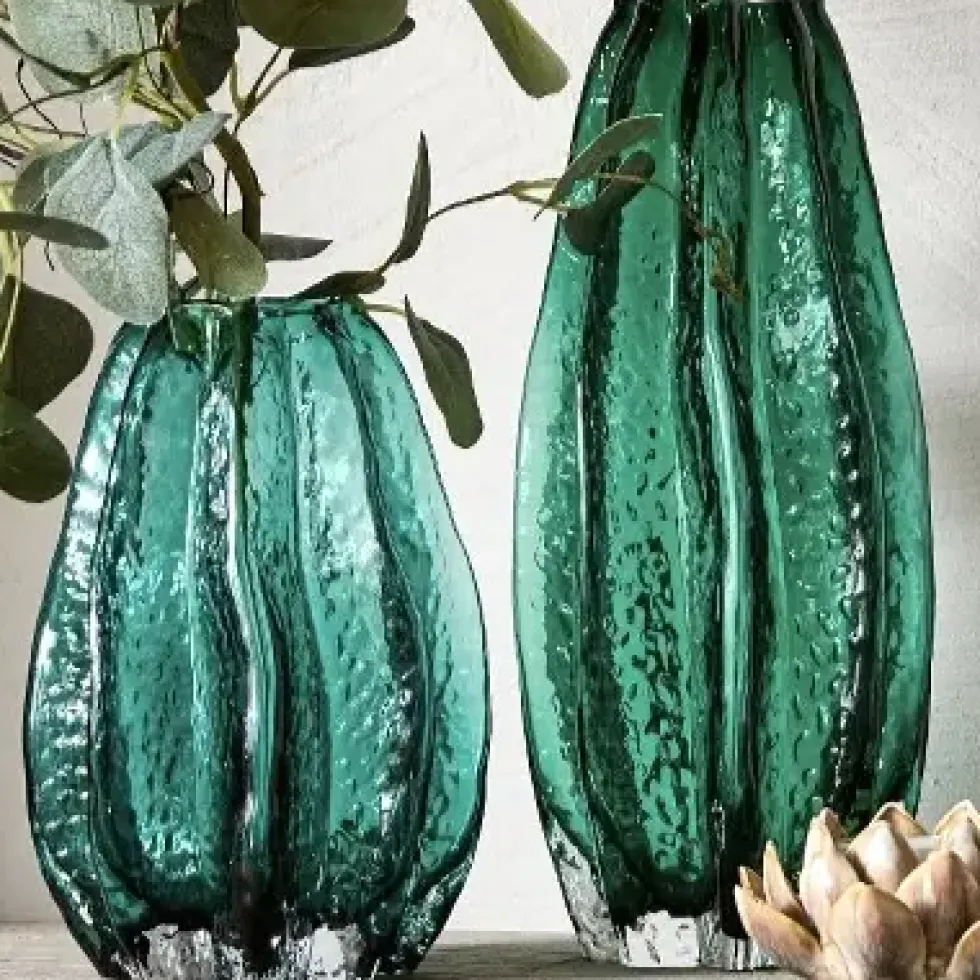 Grüne Vase Karambola Glas Werner Voß