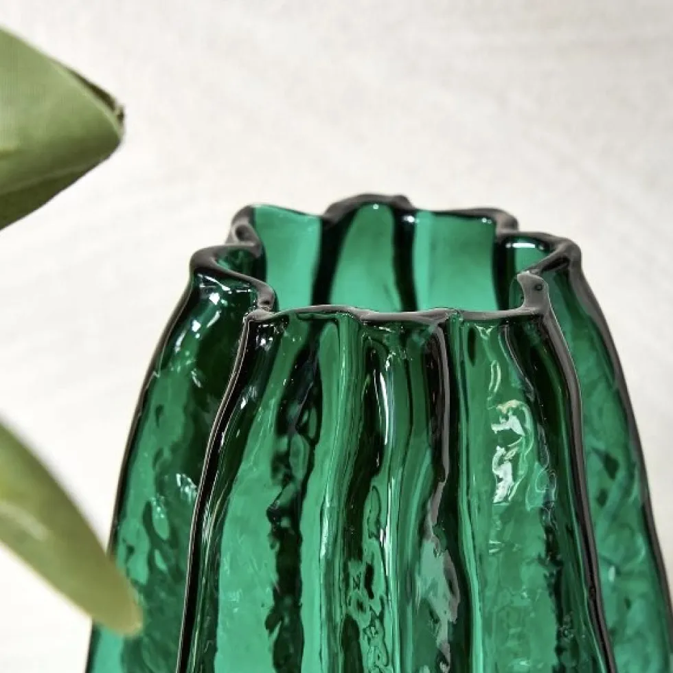 Grüne Vase Karambola Glas Werner Voß