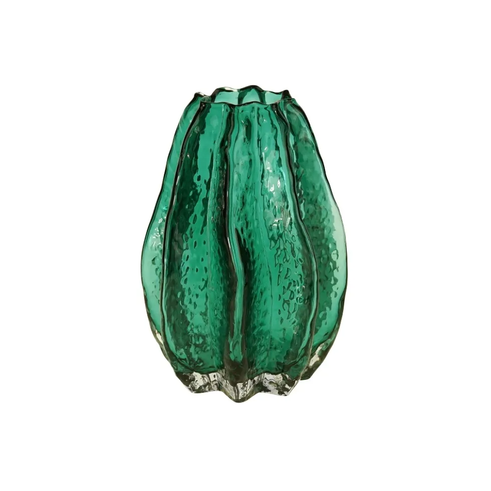 Grüne Vase Karambola Glas Werner Voß