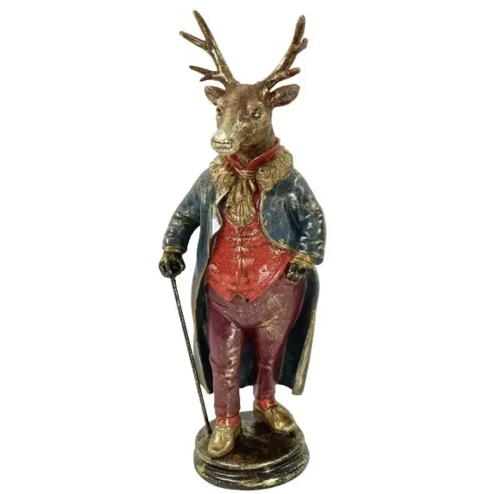 Hirsch Werner Voß August mit Gehstock Höhe 65 cm