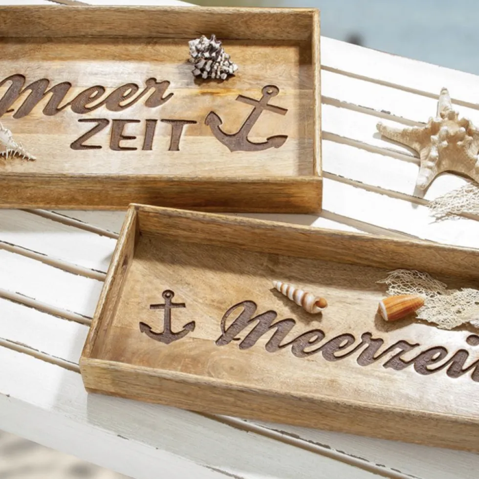 Holztablett Meerzeit Casablanca Breite 50 cm