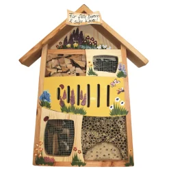 Insektenhotel Insektenquartier groß – Für flotte Bienen & süße Käfer – Vogelvilla gelb Höhe 58 cm