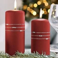 Kaheku Kerzen Stumpenkerzen 4er-Set Kolia rot 17×7 cm
