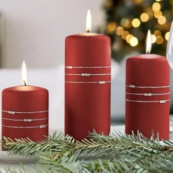Kaheku Kerzen Stumpenkerzen 4er-Set Kolia rot 17×7 cm