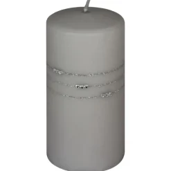 Kaheku Kerzen Stumpenkerzen 4er-Set Kolia silber 14×7 cm