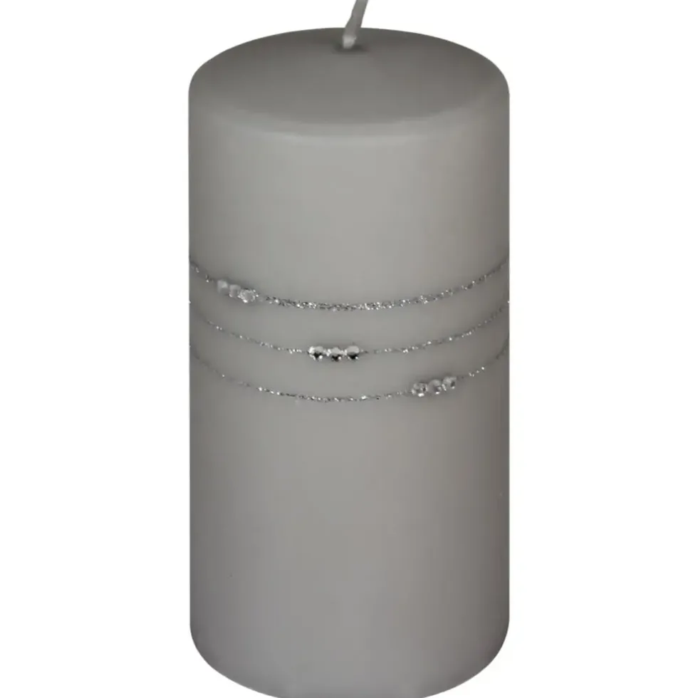 Kaheku Kerzen Stumpenkerzen 4er-Set Kolia silber 14×7 cm