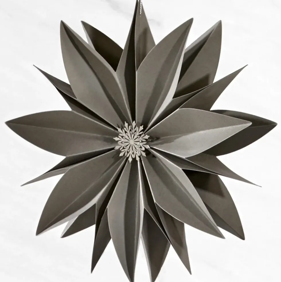 Kaheku Papierstern Faltstern Alea Grau | Ø 20 / 40 cm | Eleganter Falt-Weihnachtsstern