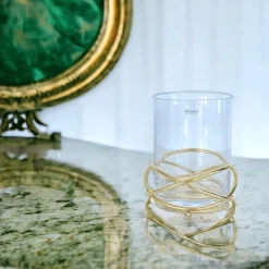 Kaheku Windlicht Glas Crowne gold