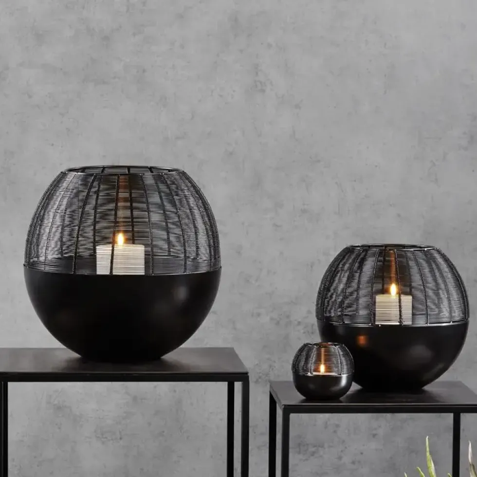 Kaheku Windlicht schwarz Metall Arya