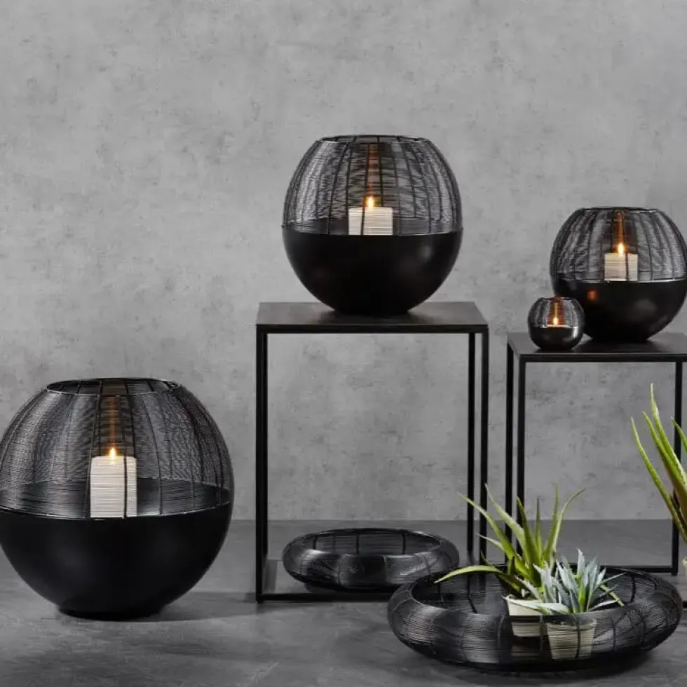 Kaheku Windlicht schwarz Metall Arya