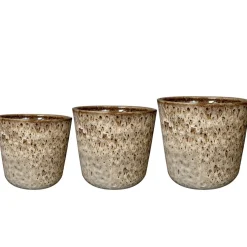 Keramik Blumentopf 3er Set Freya beige