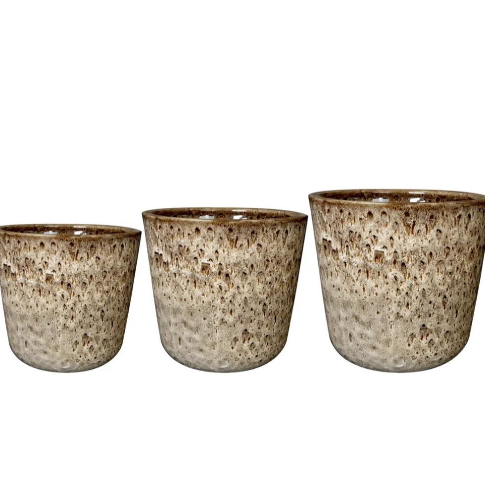 Keramik Blumentopf 3er Set Freya beige
