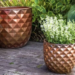 Keramik Blumentopf Felix kupfer 4er Set