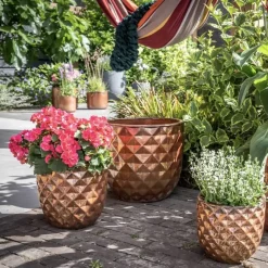 Keramik Blumentopf Felix kupfer 4er Set