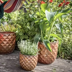 Keramik Blumentopf Felix kupfer 4er Set
