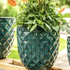 Keramik Blumentopf Felix türkis 4er Set