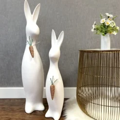 Keramik Deko Osterhase groß Blinky weiß matt