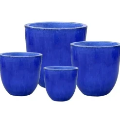 Keramik Pflanzkübel blau 4er Set