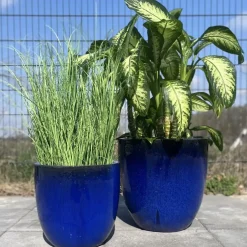 Keramik Pflanzkübel blau 4er Set