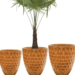 Keramik Pflanzkübel outdoor Chase orange 3er Set