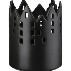 Keramik Windlicht Haus Castle schwarz