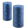 Kerze 4er Set Rustic Stumpe Alba darkblue 11×6 cm