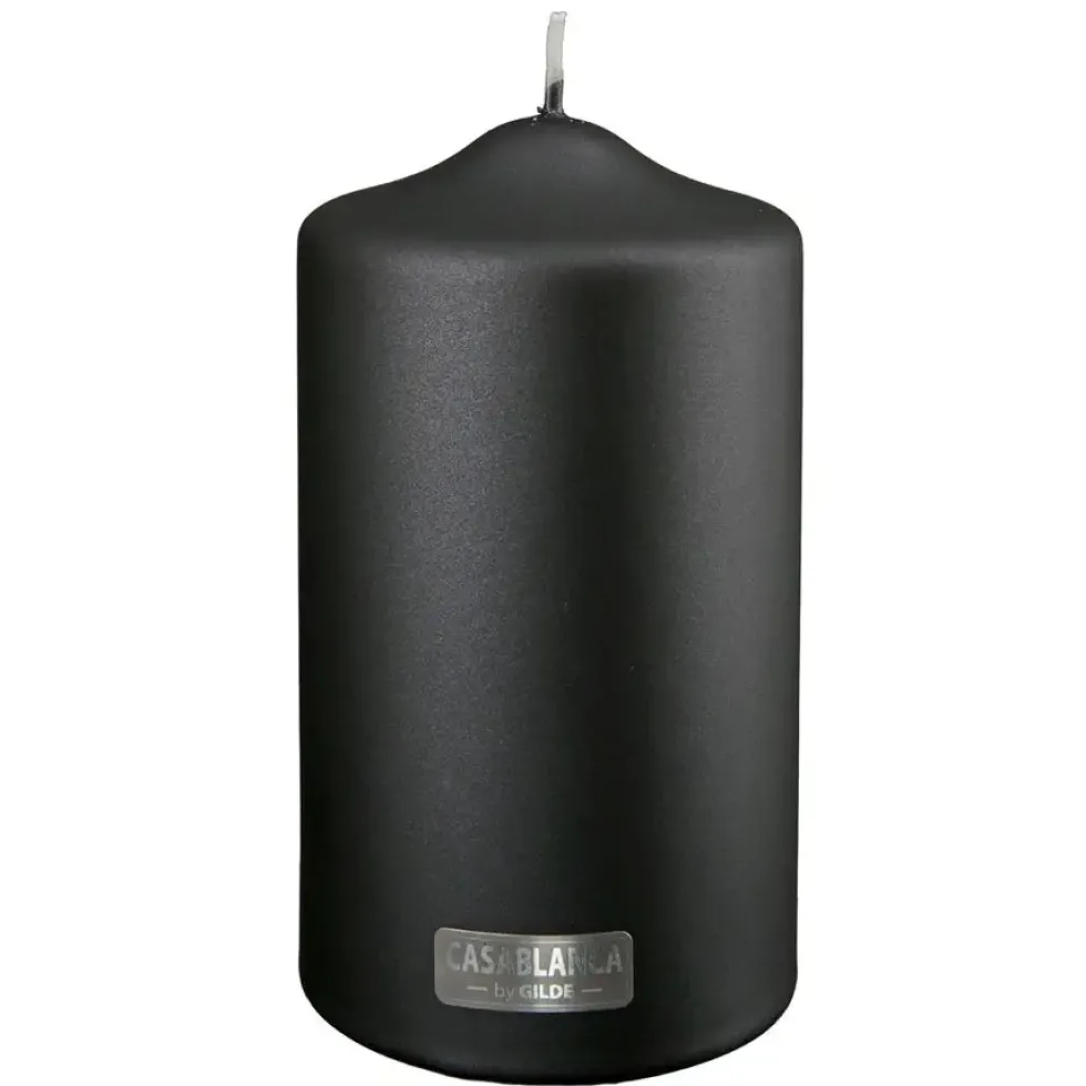 Kerze 2er Set Stumpenkerze schwarz 15×8 cm