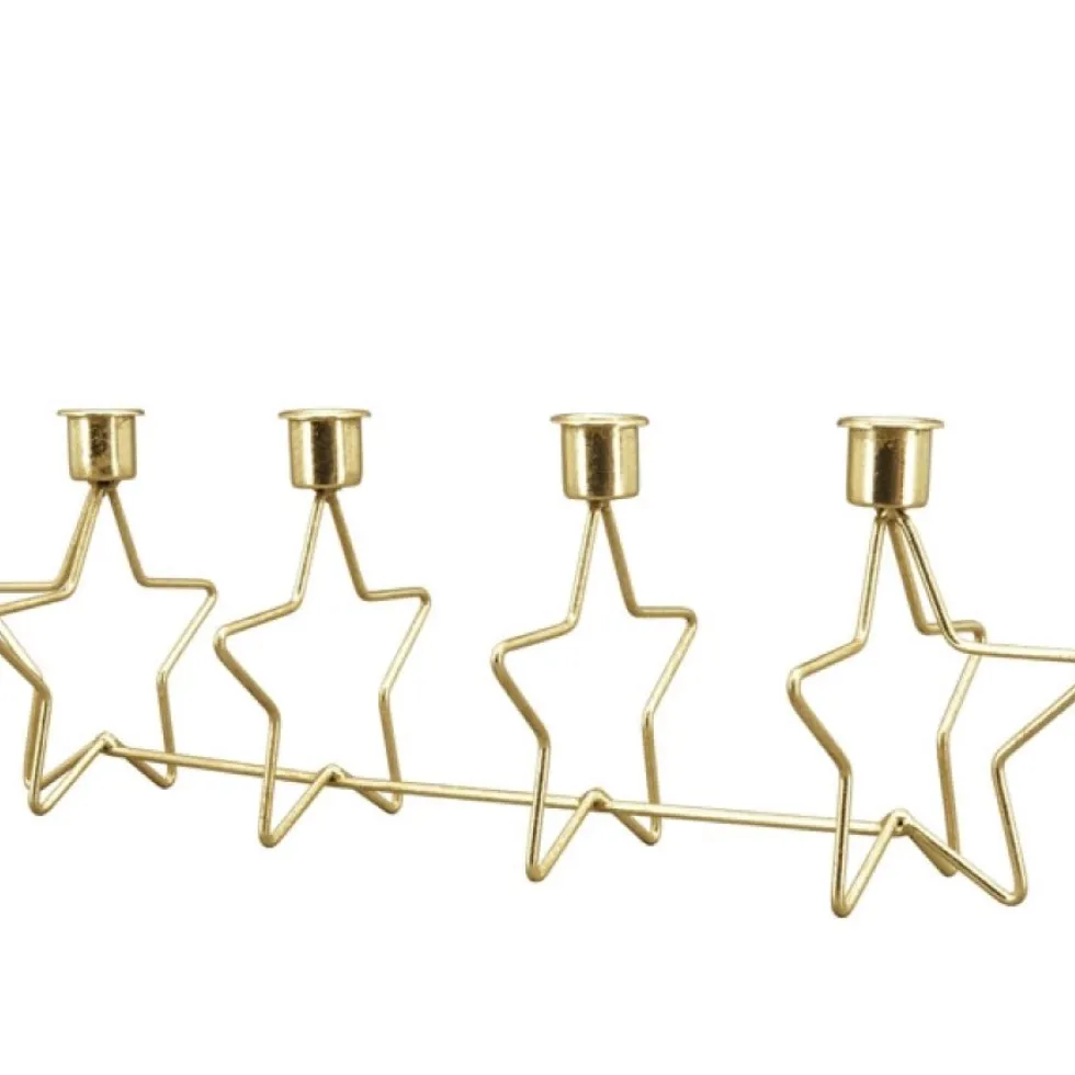 Kerzenhalter Adventskranz länglich DORÉ gold Länge 41 cm