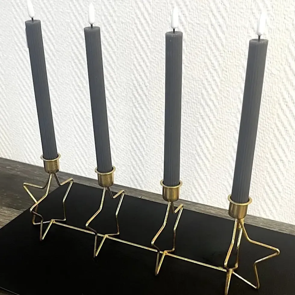 Kerzenhalter Adventskranz länglich DORÉ gold Länge 41 cm