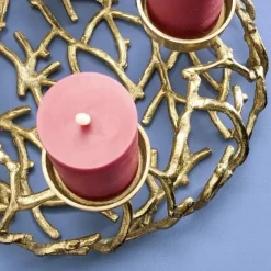 Kerzenhalter Adventskranz modern ÄSTE gold
