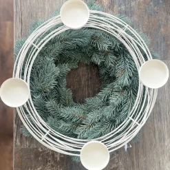 Kerzenhalter Adventskranz modern weiß | Ø 46 cm