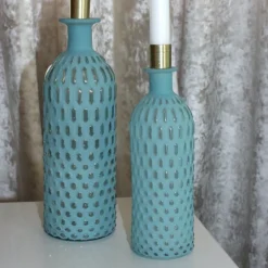 Kerzenhalter mit Flasche türkis gold