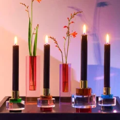 Kerzenständer Kristallglas DIOPTRICS GiftCompany rund rot