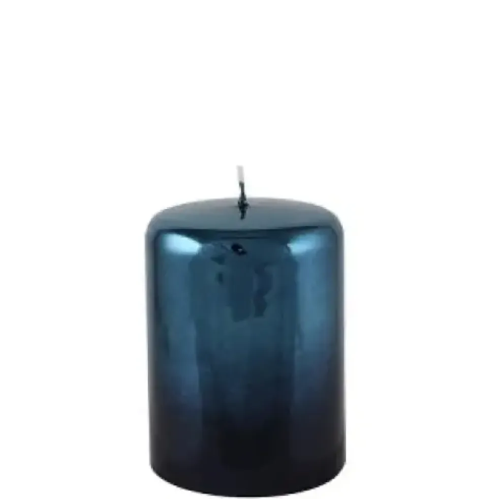 Kerze schwarz blau 2er Set Cylinderkerze Cellini Höhe 15 cm