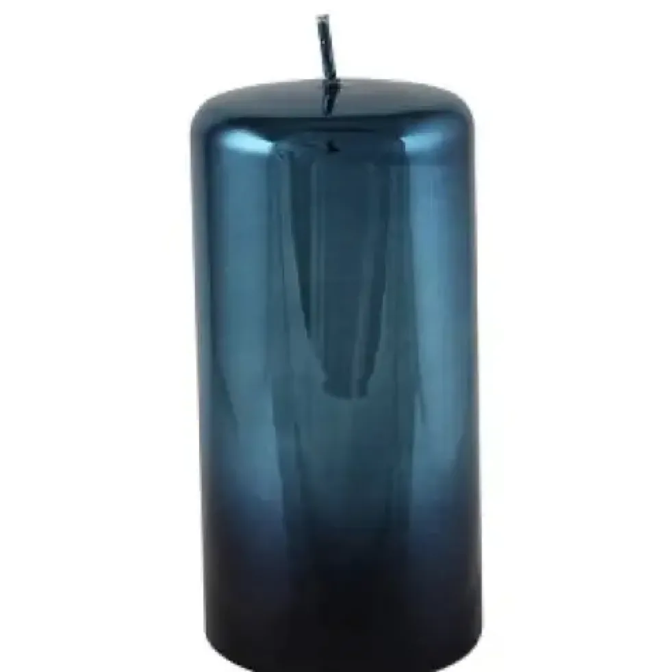 Kerze schwarz blau 2er Set Cylinderkerze Cellini Höhe 15 cm
