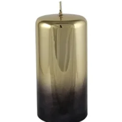 Kerze Schwarz Gold 2er Set Cylinderkerze Cellini Höhe 10 cm