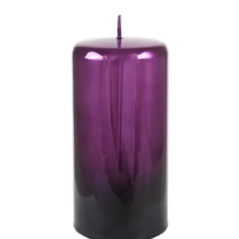 Kerze Schwarz Lila Cylinderkerze CELLINI | H 15 cm