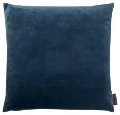 Kissen Magma SAMT UNI petrol mit Federfüllung 50×50 cm